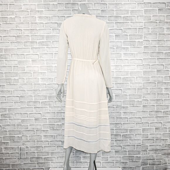 REFORMATION Women's Kristen Long Sleeve Midi Dress in Ivory Lace trim size 4 - Picture 5 of 10